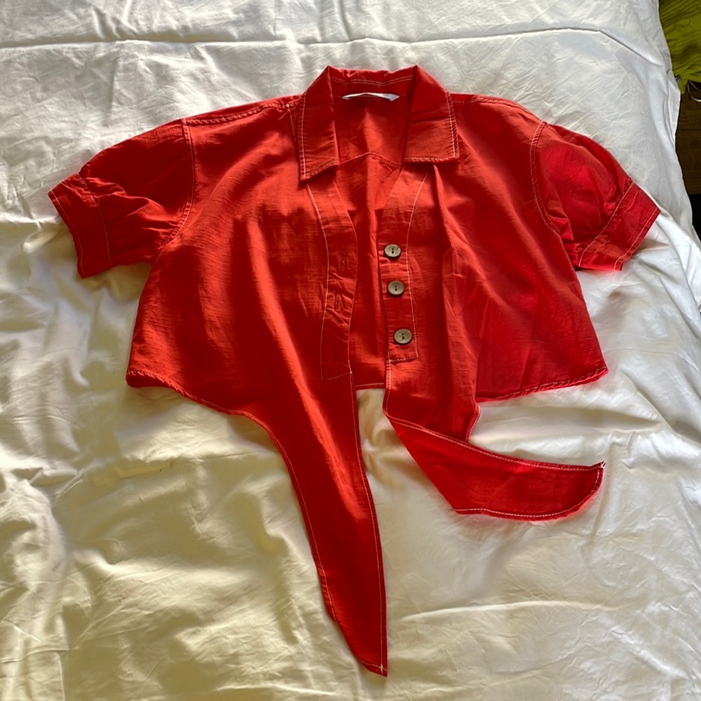 Coral colored Zara crop top